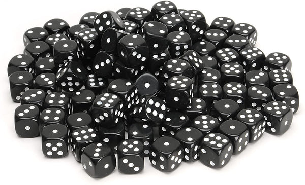 Pile of black 100 black dice with rounded corners
