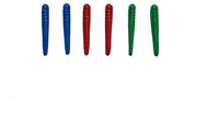 6 pegs, Blue, Red, and Green.