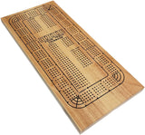 Classic Cribbage Set - Solid Wood Continuous 4 Track Board with Pegs