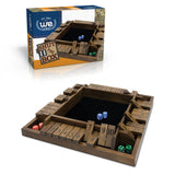 4 Player Shut The Box(TM) dice Game with box to game standing up behind it.