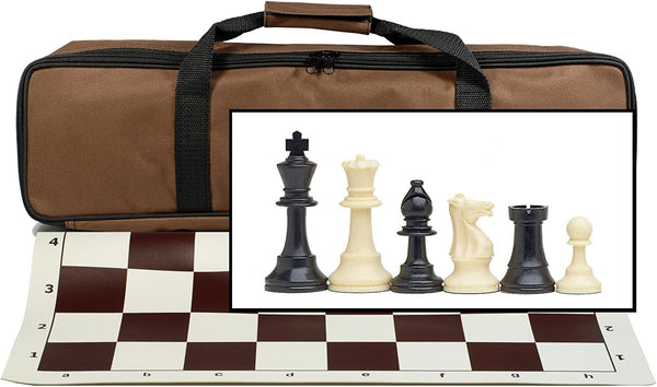 Tournament Chess Set with Brown Bag - 3.75 Inch King Solid Plastic