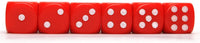 6 Red Dice numbered 1 to 6.