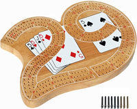 Classic 29 Cribbage Set - Solid Wood 3 Track Board with Pegs