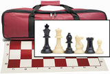 Tournament Chess Set with Burgundy Bag - 3.75 Inch King Solid Plastic