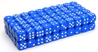 Stack of a 100 blue dice with rounded corners.