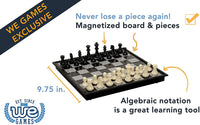 Never lose a piece again. Magnetized board and pieces. Algebraic notation is a great learning tool. 9.75 inches.