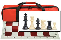 Tournament Chess Set with Red Bag - 3.75 Inch King Solid Plastic