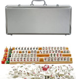 Deluxe American Mahjong in a Silver Aluminum Case. All Mahjong pieces laid out.