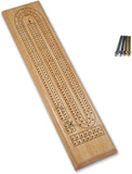 Classic Cribbage Set - Solid Wood Continuous 2 Track Board with Metal Pegs