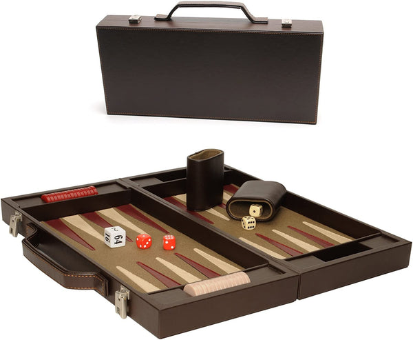 Elegant Brown Backgammon Briefcase - Large