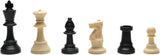 6 black and white chess pieces.