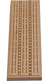 Classic Cribbage Set - Solid Oak Wood with Inlay Sprint 3 Track Board with Metal Pegs
