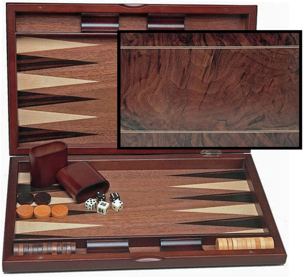 Wood inlay backgammon set in beachwood.